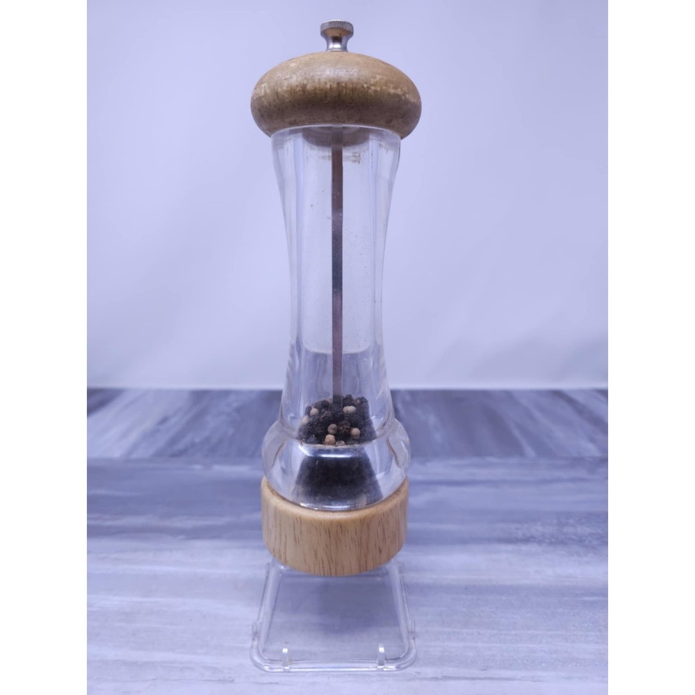 Olde Thompson‎ Natural Wood & Acrylic Pepper Mill Carbon Steel Grinder